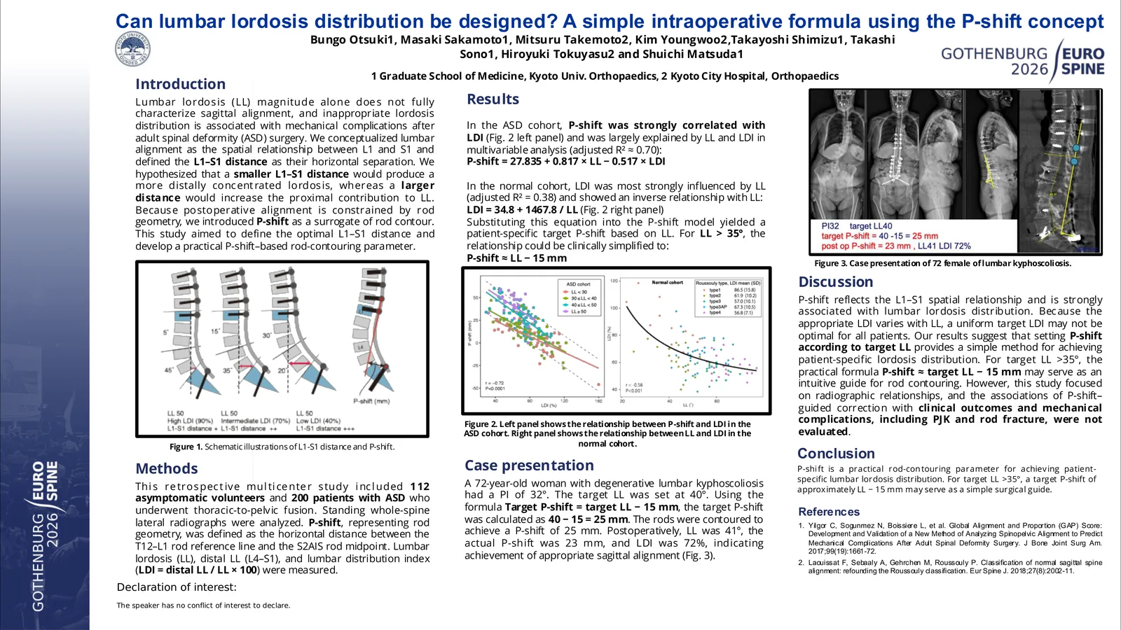 Poster 000281: Can lumbar lordosis distribution be designed? A simple intraoperative formula using the P-shift concept