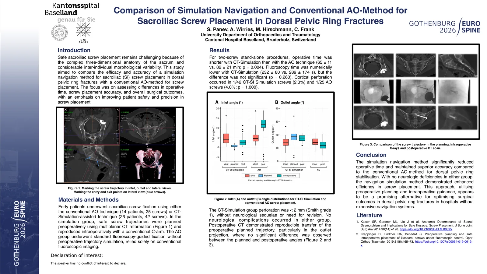 Poster 000743: Comparison of Simulation Navigation and Conventional AO-Method for Sacroiliac Screw Placement in Dorsal Pelvic Ring Fractures