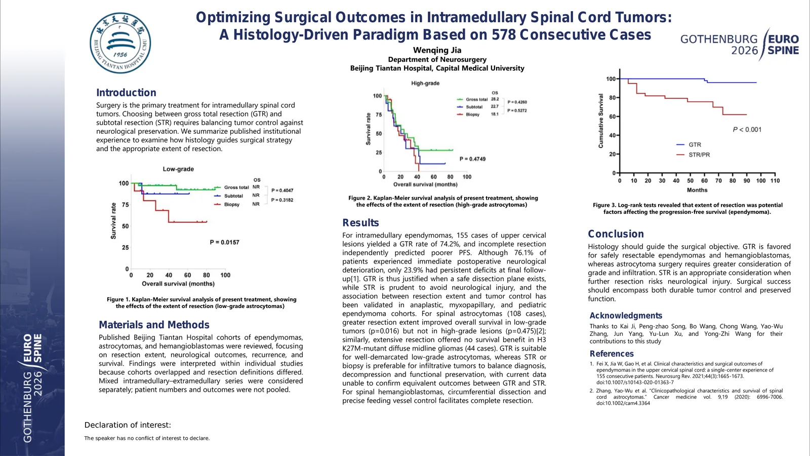 Poster 000756: Optimizing Surgical Outcomes in Intramedullary Spinal Cord Tumors: A Histology-Driven Paradigm Based on 578 Consecutive Cases